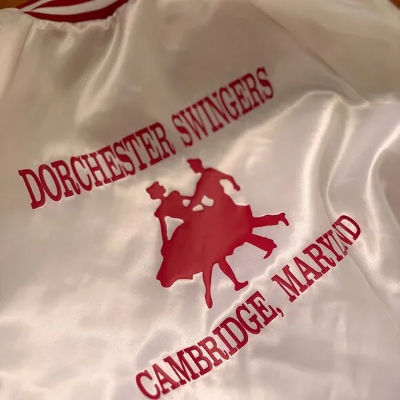 Vintage Satin Nylon Bomber Jacket Dorchester Swingers Cambridge Maryland M Linda - Picture 3 of 8